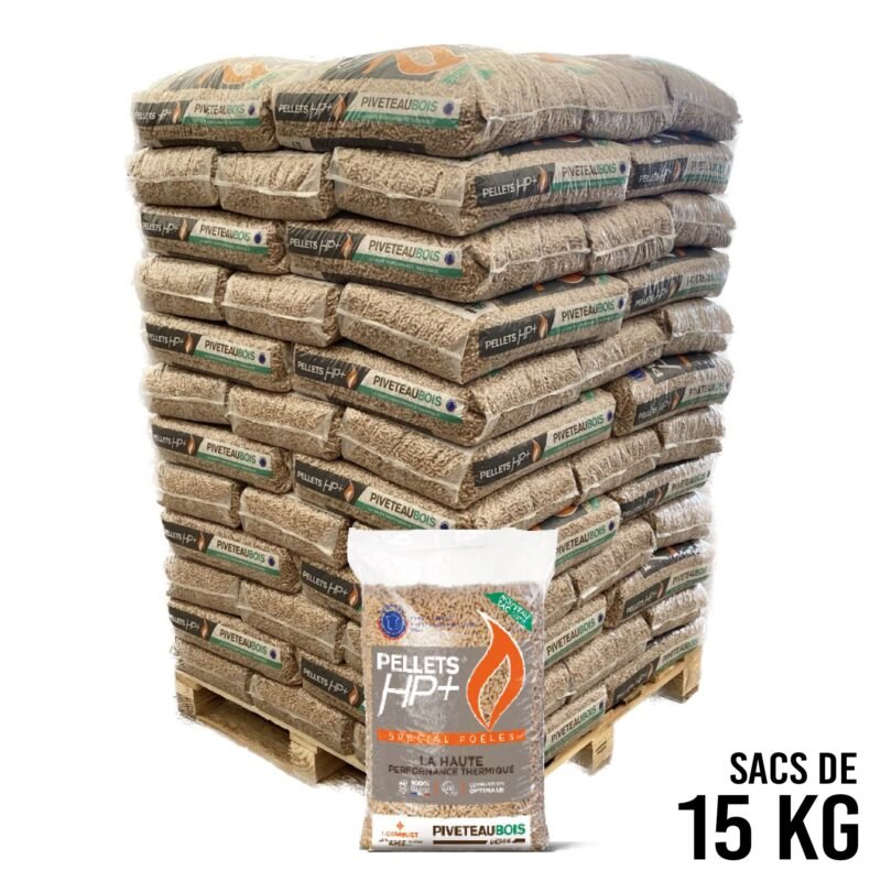 Granulés de bois HP+ – Piveteau – 72 sacs de 15 kg